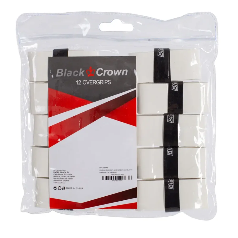 BAG 12 Black Crown Overgrips Suaves Brancos - imagem 1