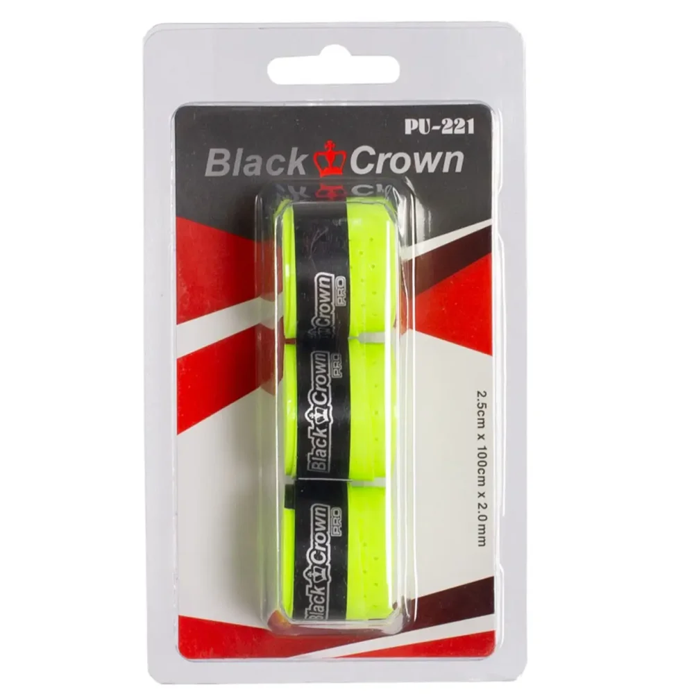 BLISTER 3 Yellow Black Crown Overgrips - image 1