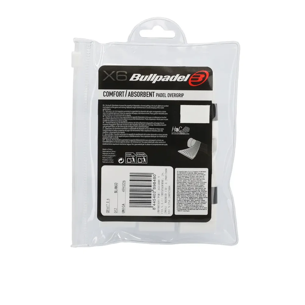 Overgrips Bullpadel GB1617 Pack de 6 Brancos - imagem 2