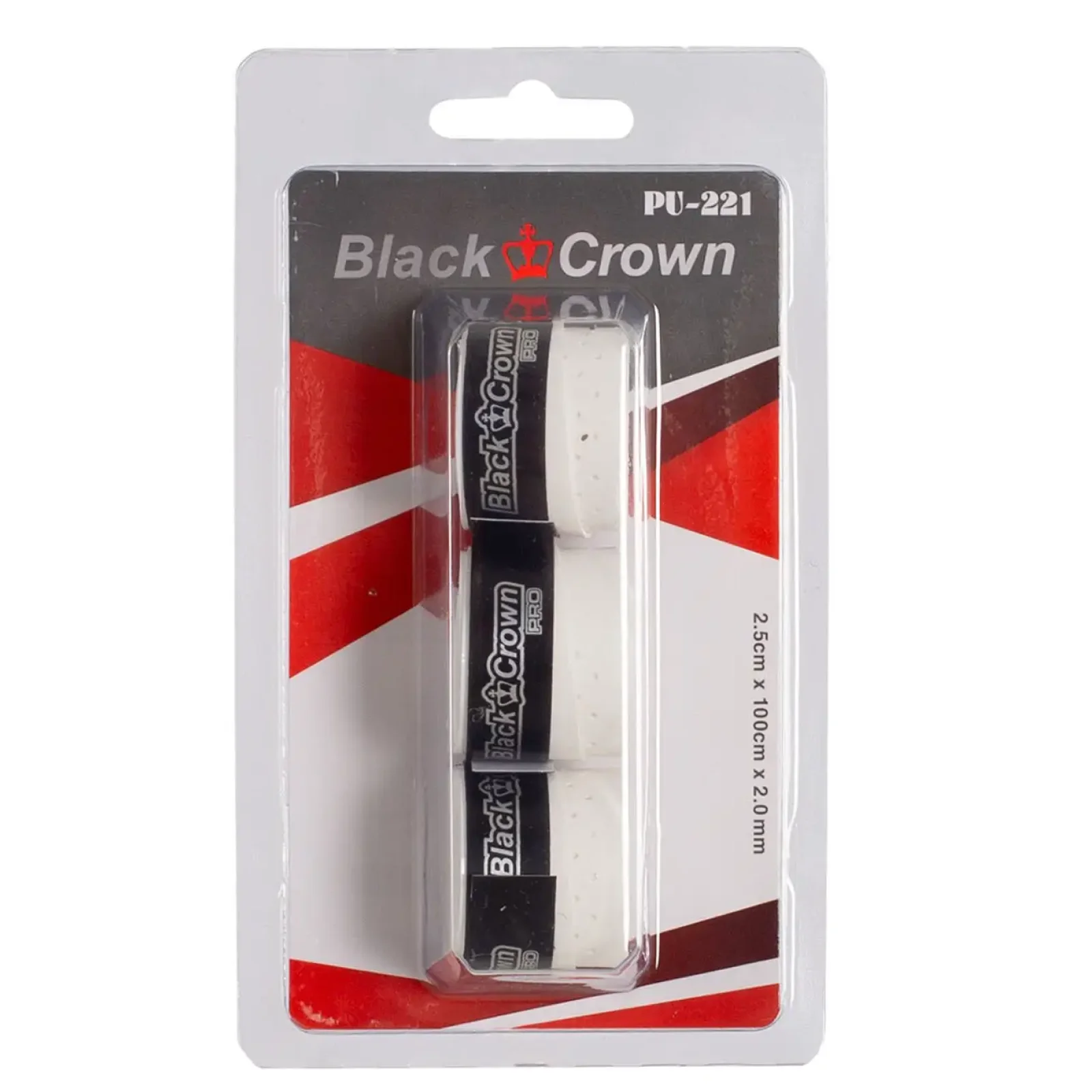BLISTER 3 Overgrips Black Crown PU-221 Brancos - imagem 1