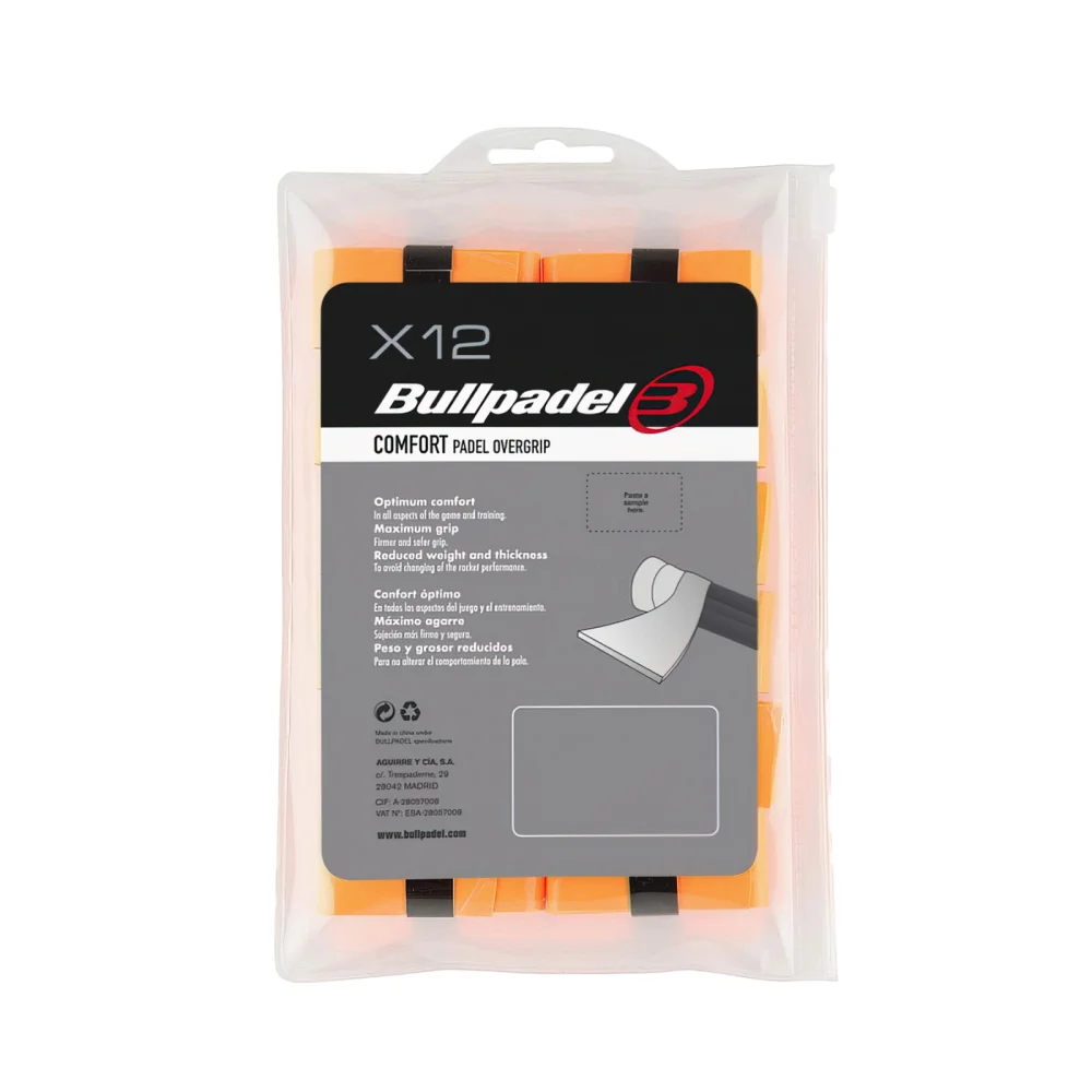 Bullpadel BG-1600 Overgrips Laranja Fluorescente Pack de 12 - imagem 1