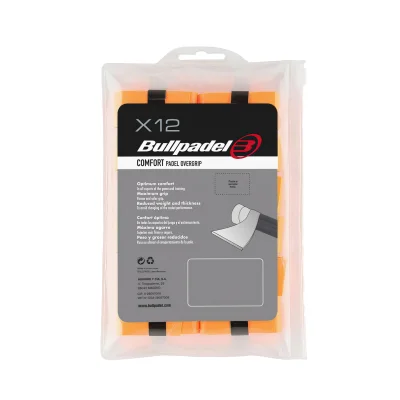 12 FLUORESCENT ORANGE BULLPADEL BG-1600 OVERGRIPS