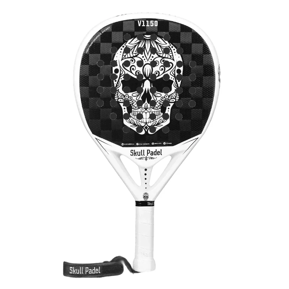 V1150 WHITE SKULL 24K – A Raquete de Padel Suprema para Potência & Precisão - imagem 1