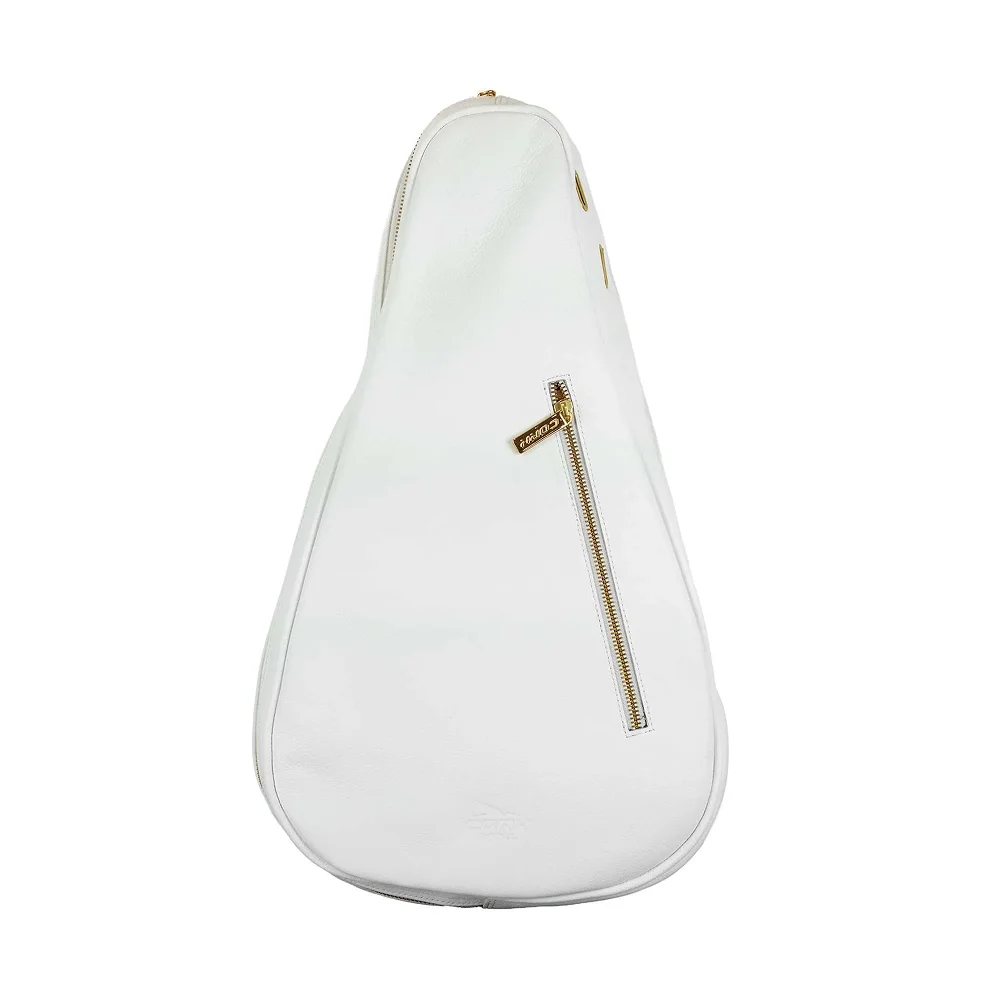 Cork Padel Racket Leather Bag White – Saco artesanal em couro genuíno branco para raquetes de padel - imagem 1