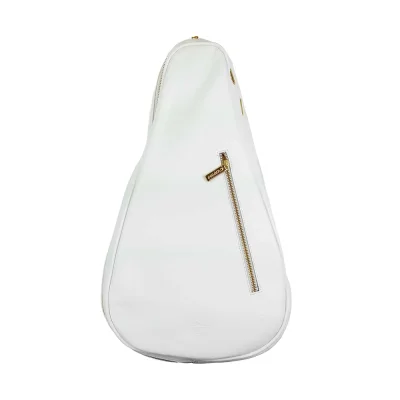 Cork Padel Racket Leather Bag White