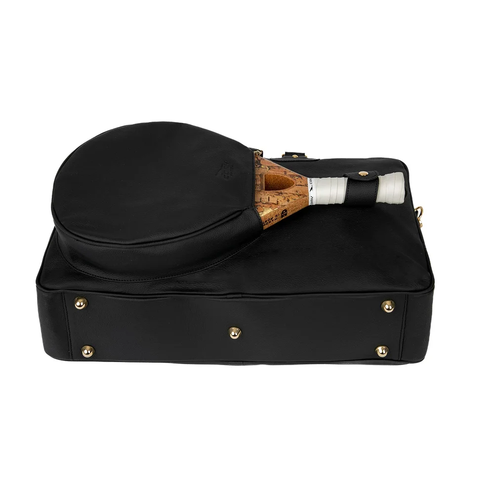 Cork Sports Bag Vintage Leather Black Gold – saco desportivo em pele vintage com detalhes Gold - imagem 4