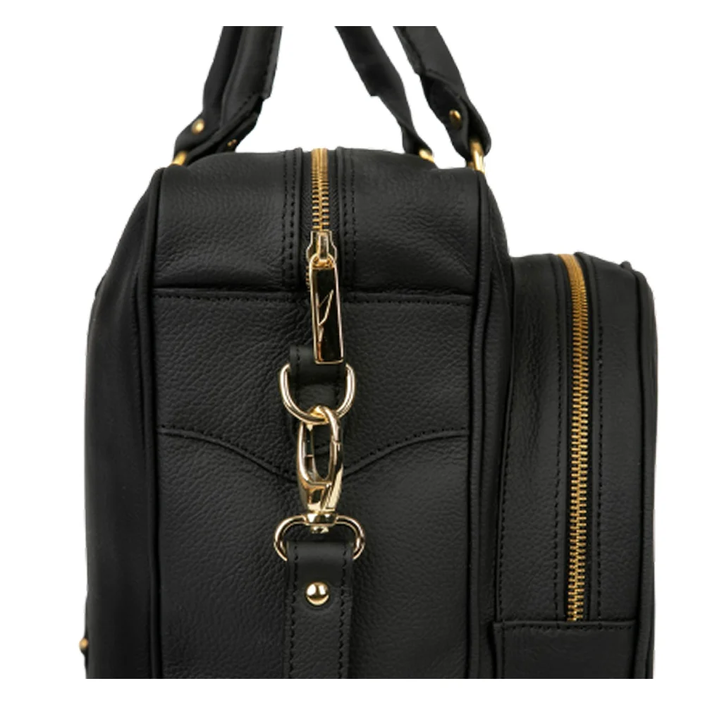 Cork Sports Bag Vintage Leather Black Gold – saco desportivo em pele vintage com detalhes Gold - imagem 5