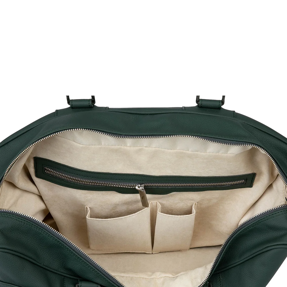 Cork Sports Bag Vintage Leather Green – saco de pele vintage em verde profundo - imagem 2
