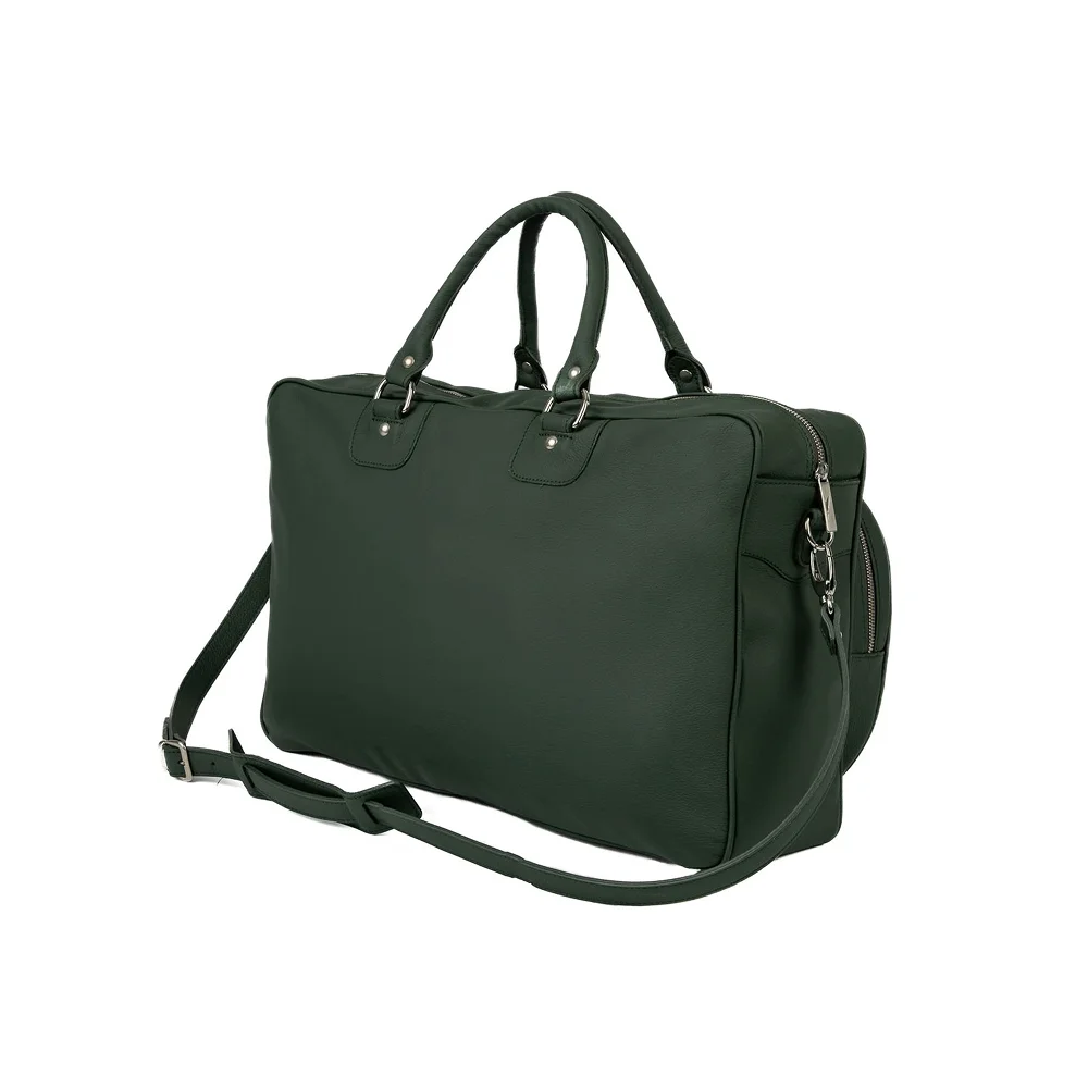 Cork Sports Bag Vintage Leather Green – saco de pele vintage em verde profundo - imagem 3