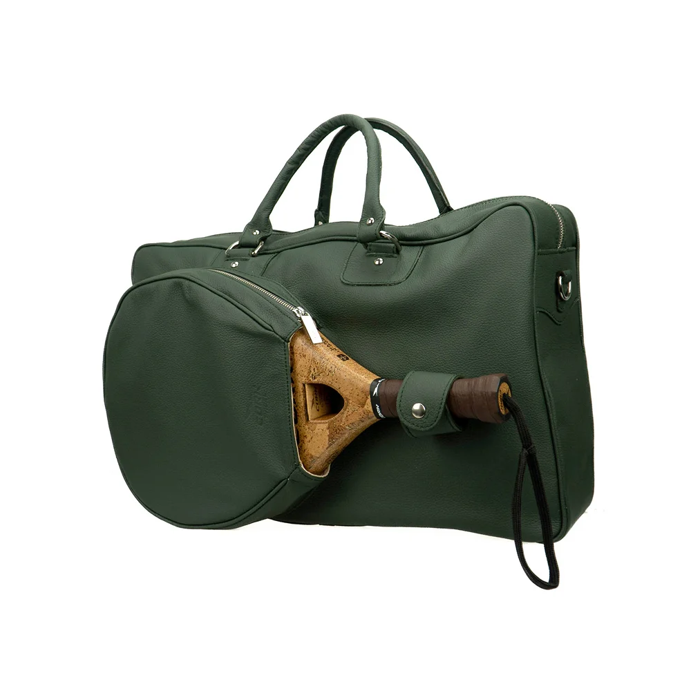 Cork Sports Bag Vintage Leather Green – saco de pele vintage em verde profundo - imagem 1