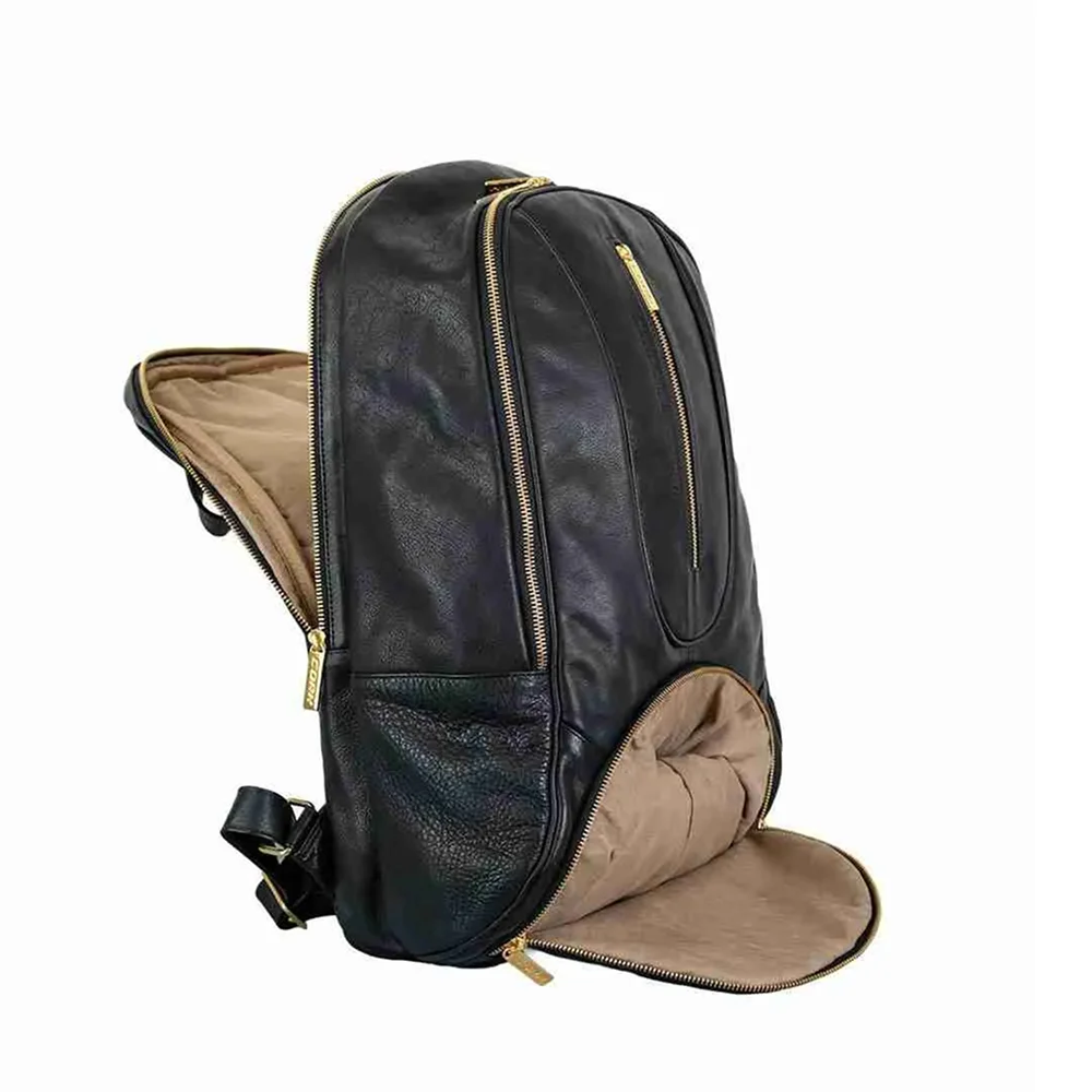 Cork Backpack Leather Black Gold – premium handmade leather backpack with thermal pocket - image 3