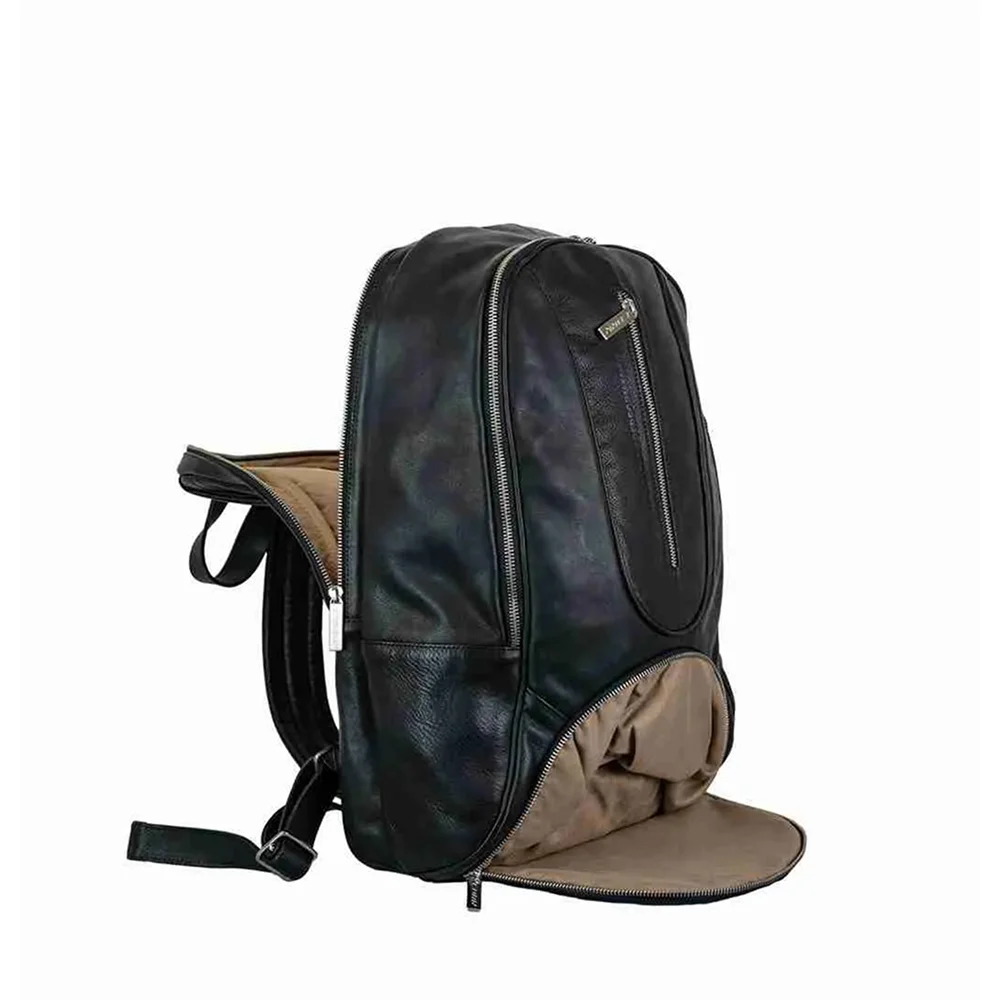 Cork Backpack Leather Black Silver – premium leather backpack with thermal pocket - image 3