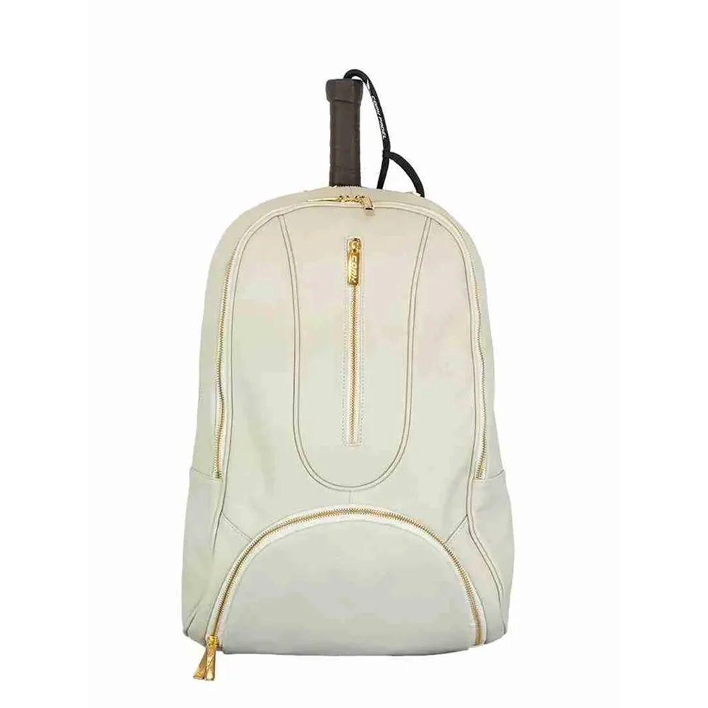 Cork Backpack Leather White – elite white leather padel backpack with thermal pocket - image 1