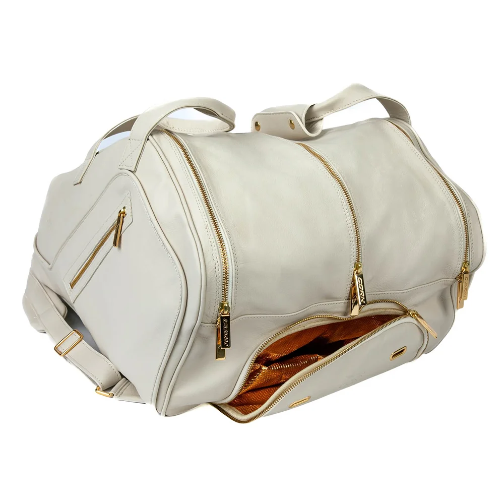 Cork Sports Bag Leather Thermo White Gold – termobag premium em pele para 4 raquetes - imagem 4