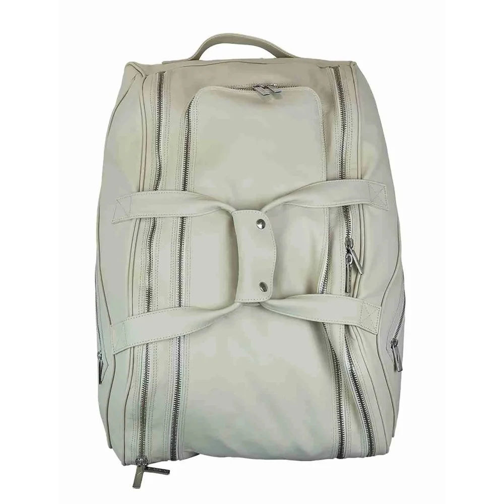 Cork Sports Bag Leather Thermo White Silver – termobag premium em pele com ferragens Silver - imagem 2