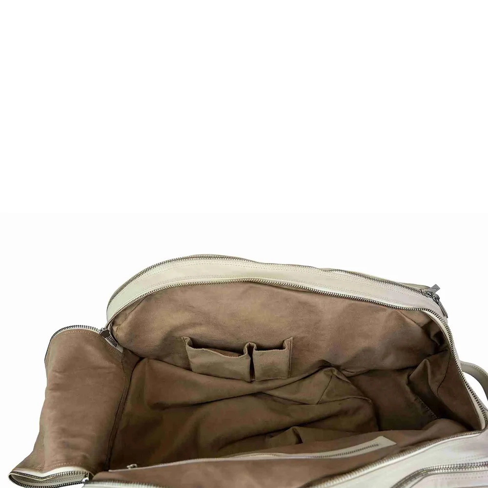 Cork Sports Bag Leather Thermo White Silver – termobag premium em pele com ferragens Silver - imagem 3