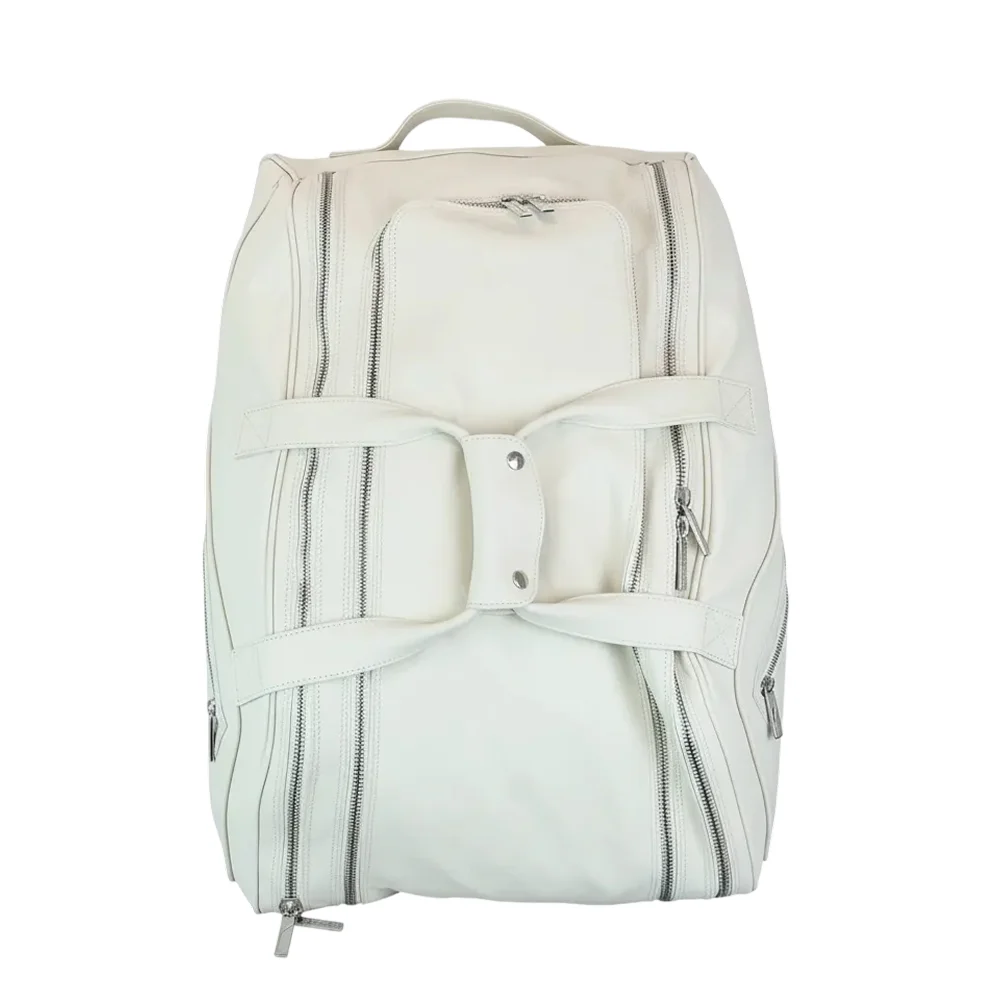 Cork Sports Bag Leather Thermo White Silver – termobag premium em pele com ferragens Silver - imagem 2