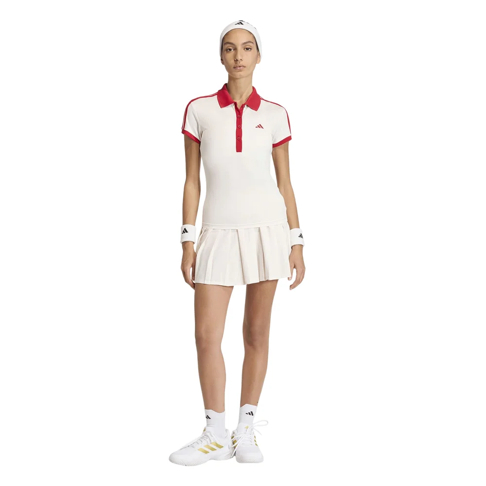 Polo de Ténis Feminino Adidas Heritage Polo Chalk White – Estilo Retro Climacool - imagem 4