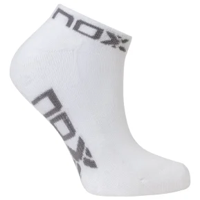 Nox Ankle Socks White Grey Logo Women