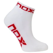 Nox Meias de tornozelo Brancas Vermelhas Logo Mulher