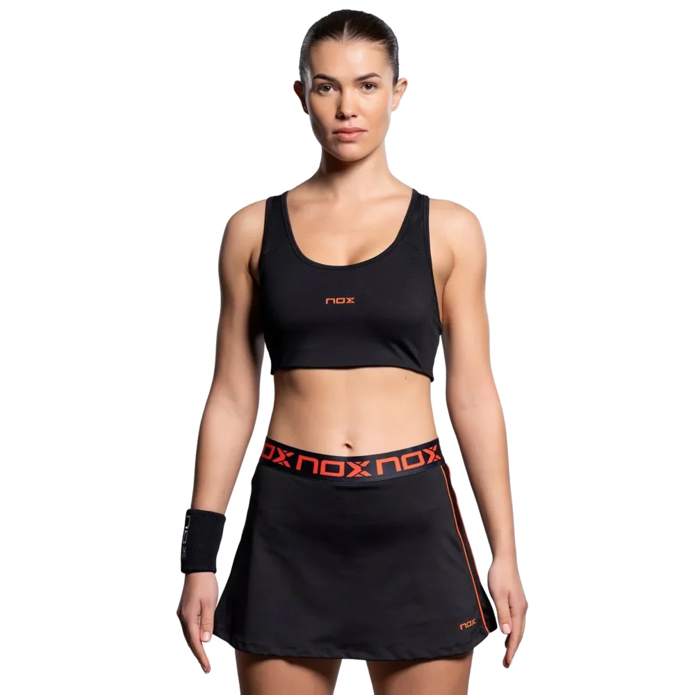 Nox Team Black Women’s High-Support Padel Bra - 250g Elastic Interlock - image 4