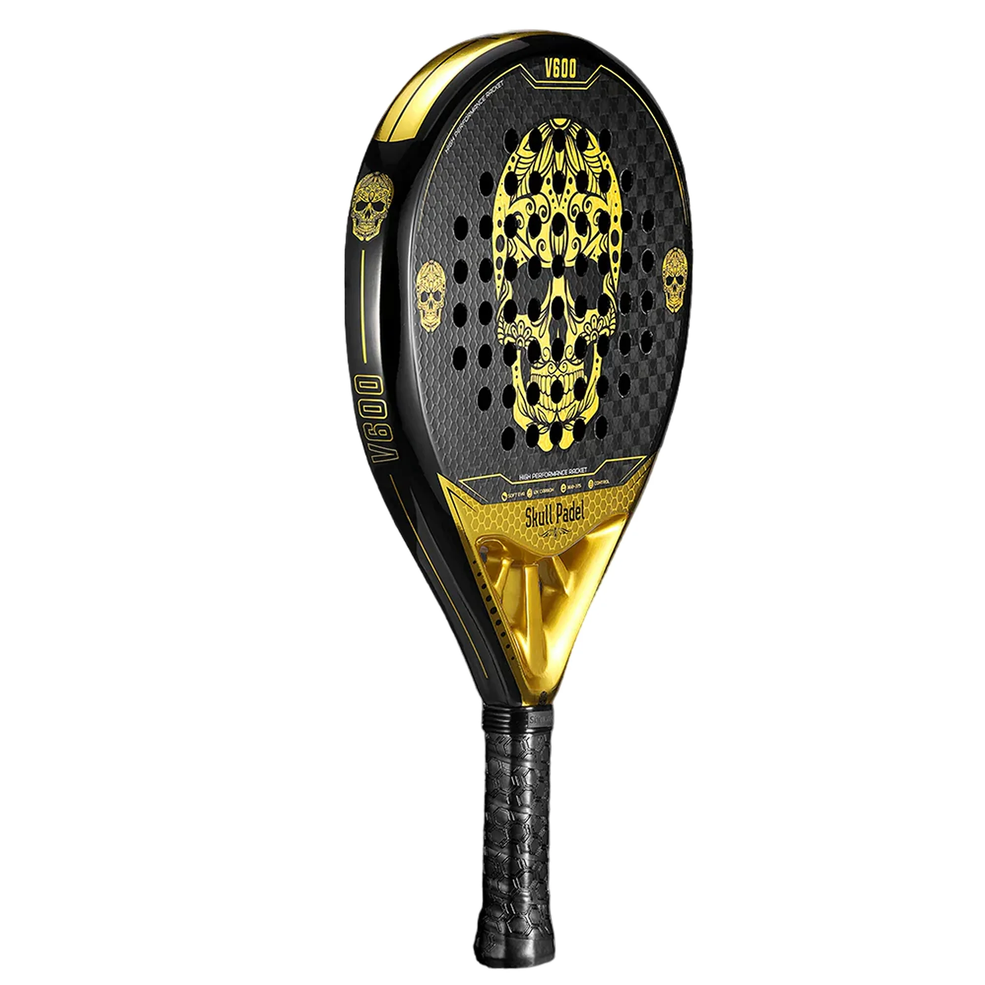 V1000 BLACK GOLD SKULL 18K – The Ultimate Padel Racket for Power and Precision - image 2