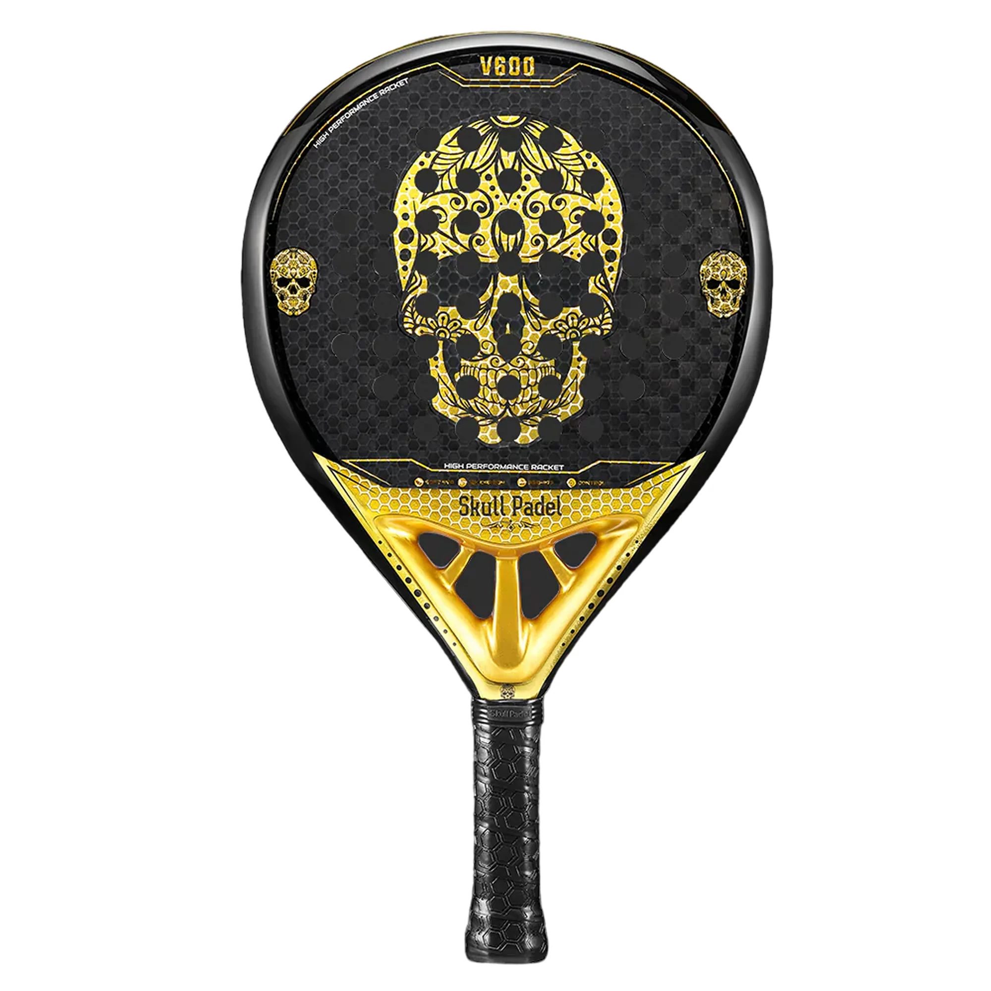 V1000 BLACK GOLD SKULL 18K – The Ultimate Padel Racket for Power and Precision - image 1