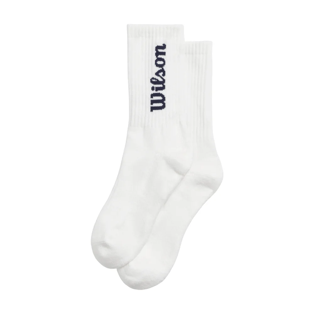 Wilson Crew Logo Socks White Navy — Cushioned Performance Socks - image 1