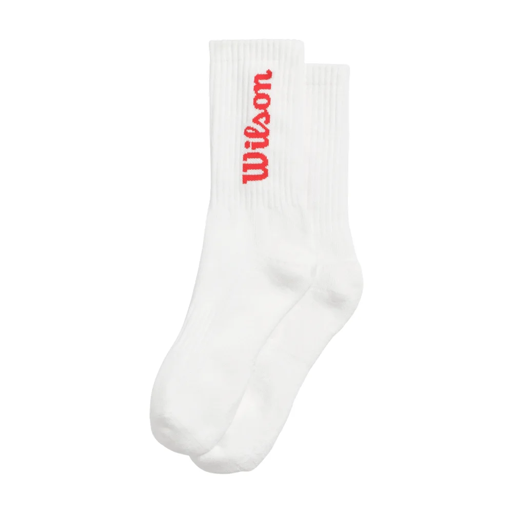 Wilson Crew Logo Socks White Red — Iconic Performance Footwear - image 1