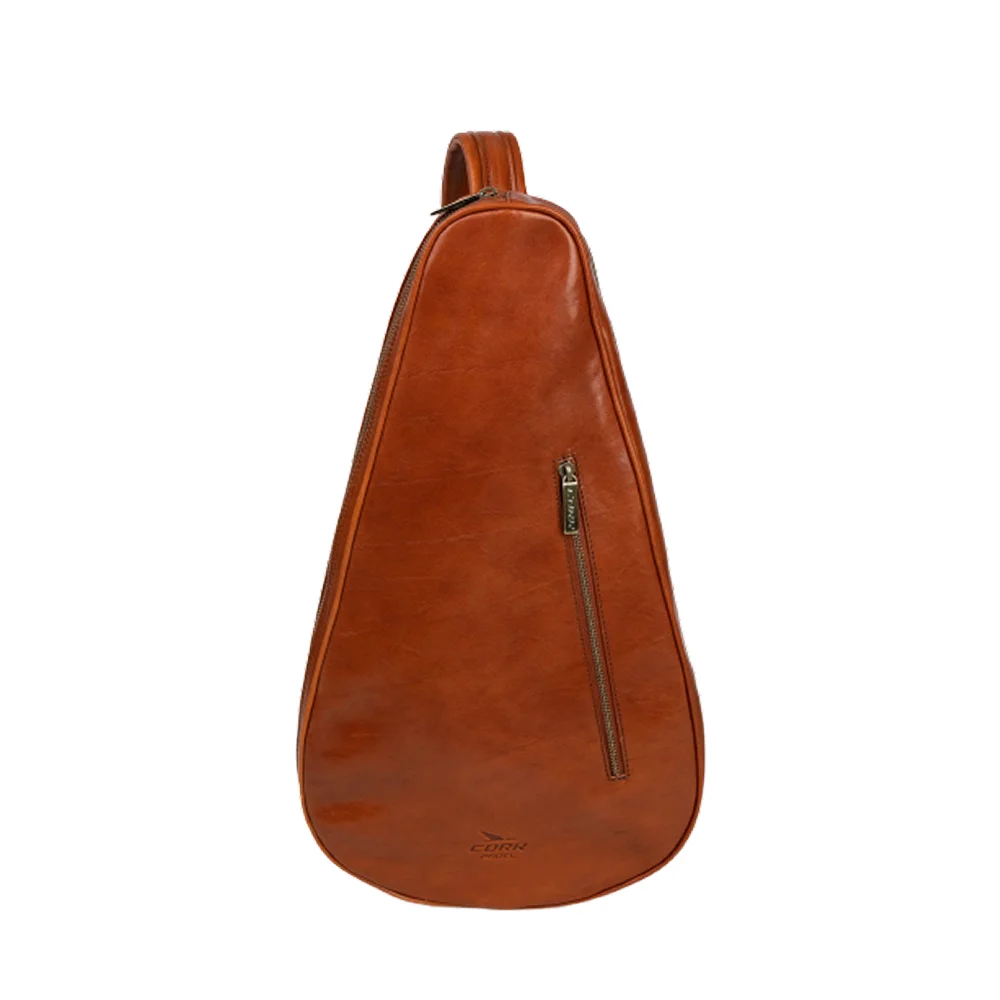 Cork Padel Racket Leather Bag Brown – Saco artesanal em couro genuíno castanho para raquetes de padel - imagem 1