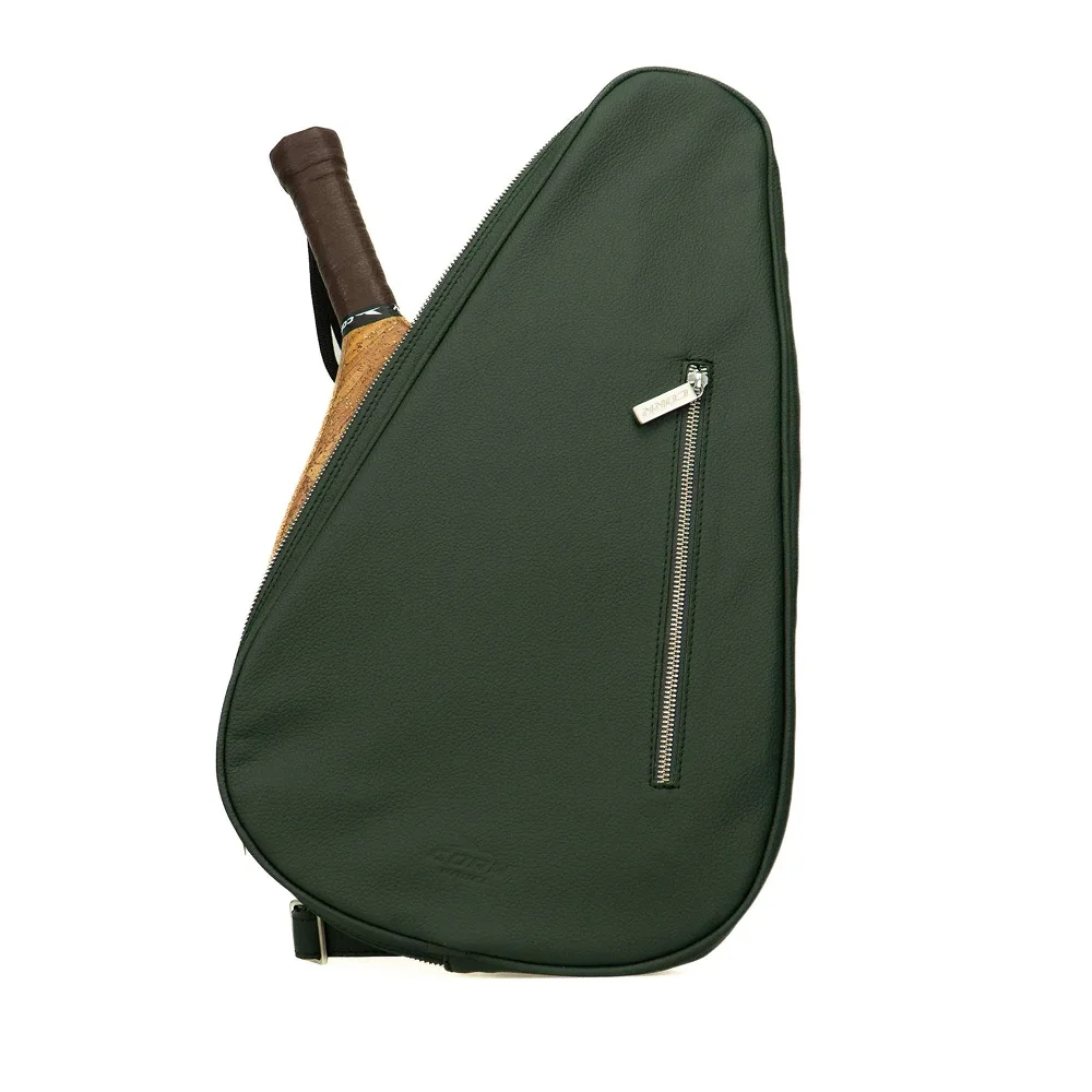 Cork Padel Racket Leather Bag Green – Saco artesanal em couro genuíno verde para raquetes de padel - imagem 2
