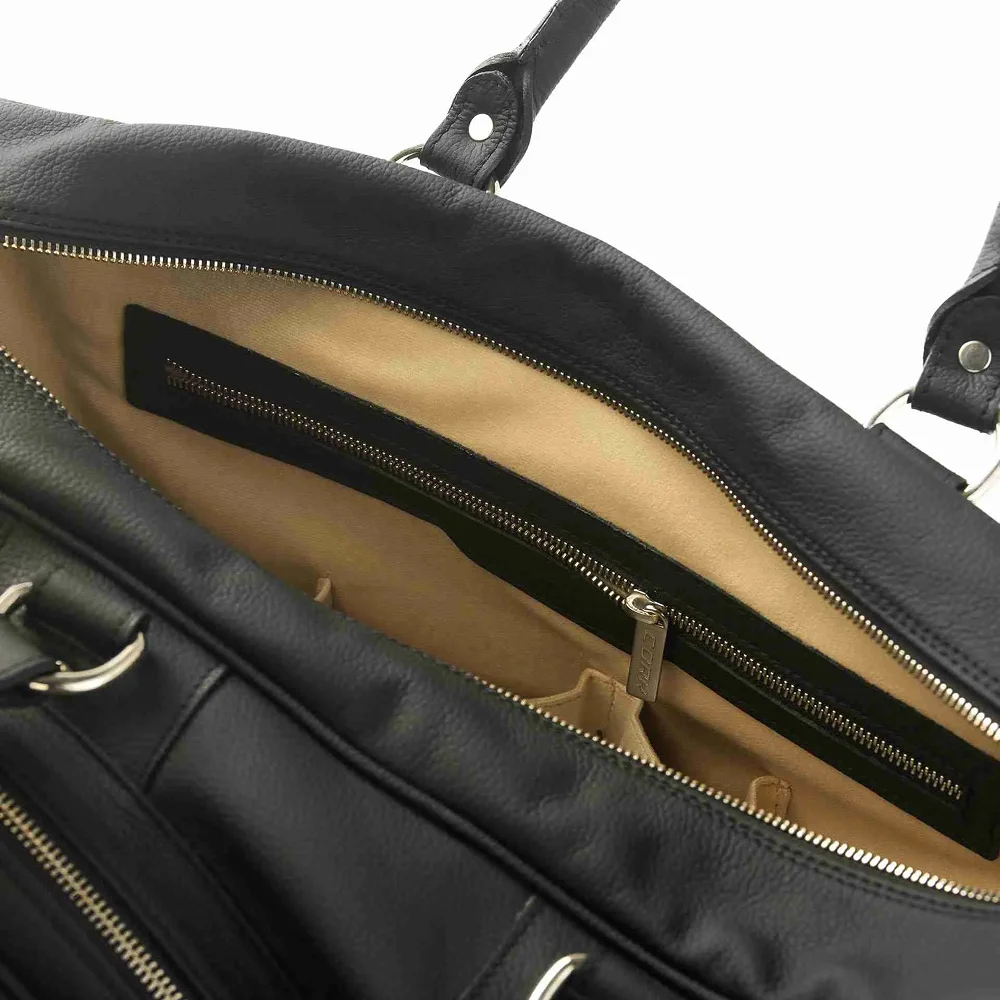 Cork Sports Bag Vintage Leather Black Silver – saco desportivo em pele com design vintage e capacidade funcional - imagem 2