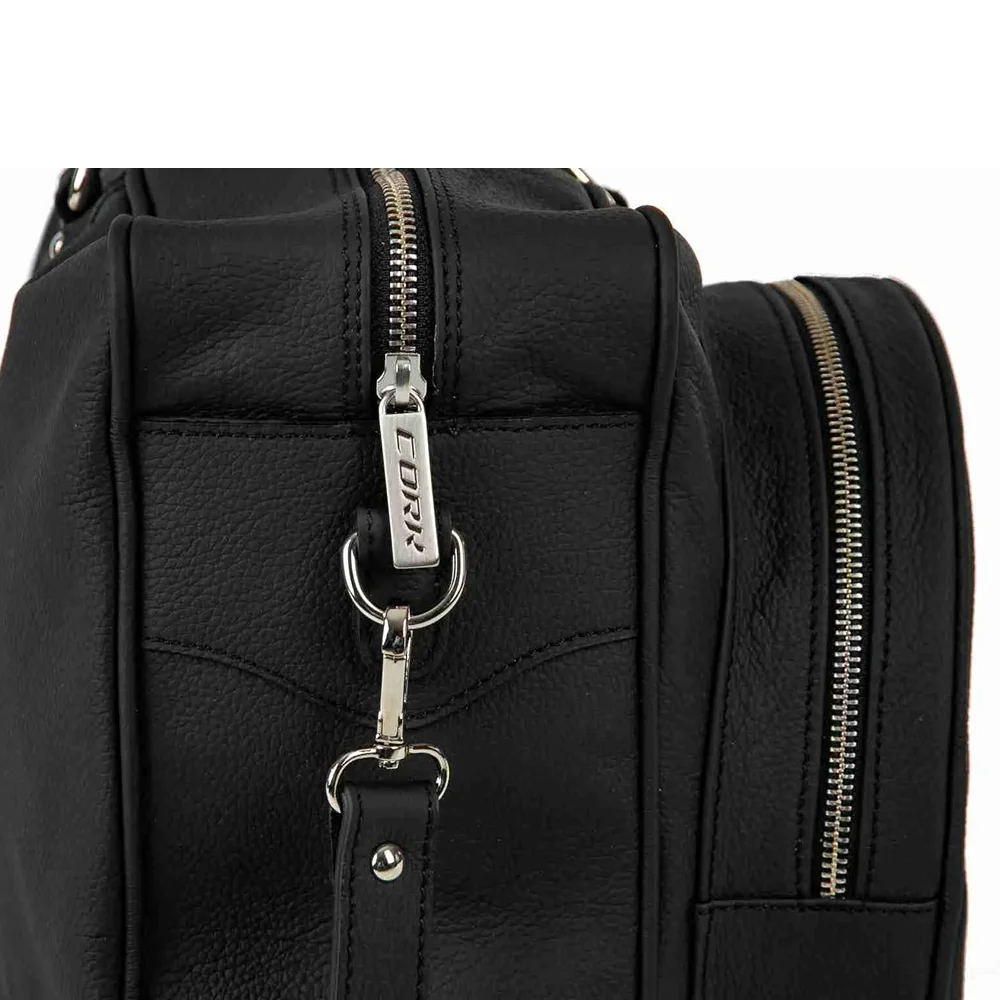 Cork Sports Bag Vintage Leather Black Silver – saco desportivo em pele com design vintage e capacidade funcional - imagem 3