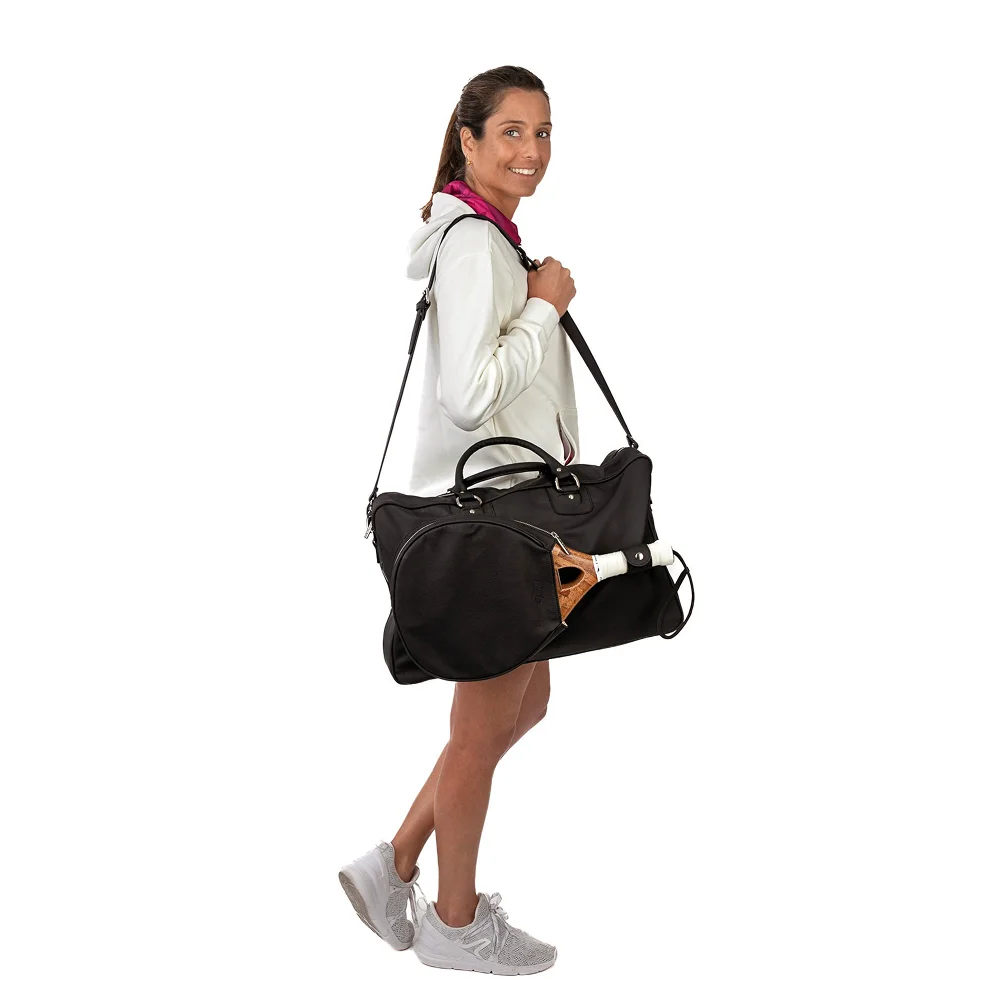 Cork Sports Bag Vintage Leather Black Silver – saco desportivo em pele com design vintage e capacidade funcional - imagem 6