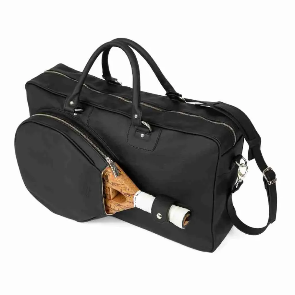 Cork Sports Bag Vintage Leather Black Silver – saco desportivo em pele com design vintage e capacidade funcional - imagem 1