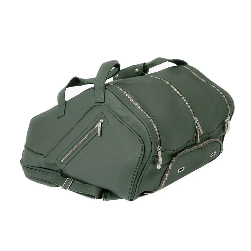 Cork Sports Bag Leather Thermo Green Silver — premium leather thermal padel bag - image 2