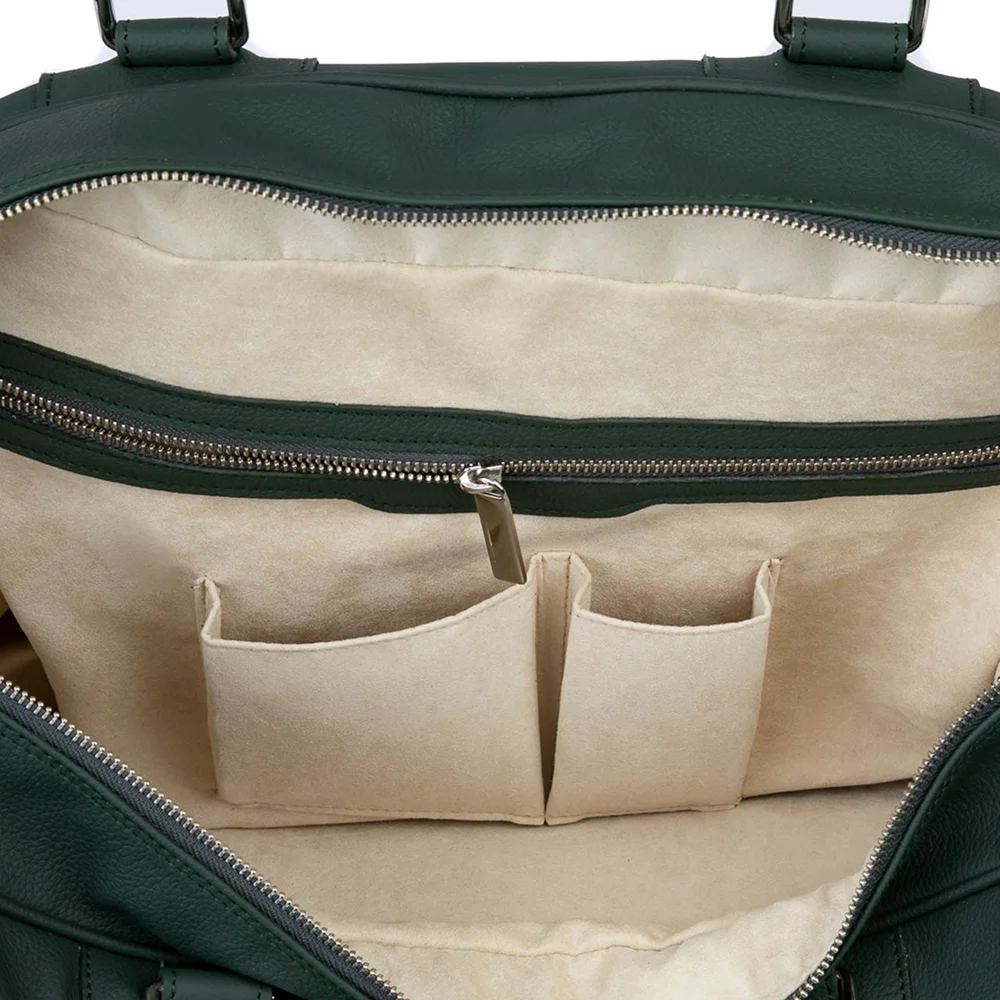 Cork Sports Bag Leather Thermo Green Silver — premium leather thermal padel bag - image 4