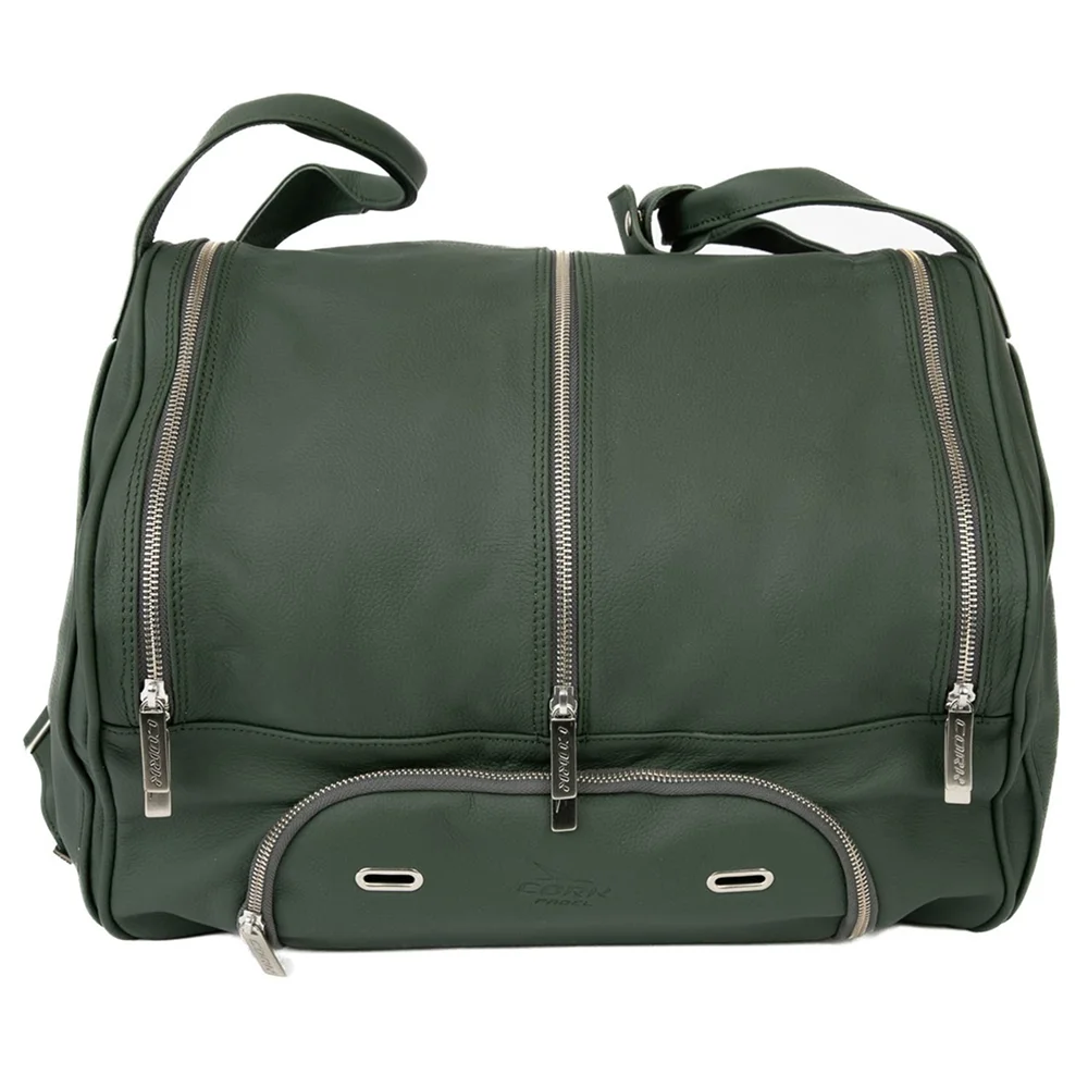 Cork Sports Bag Leather Thermo Green Silver — premium leather thermal padel bag - image 5