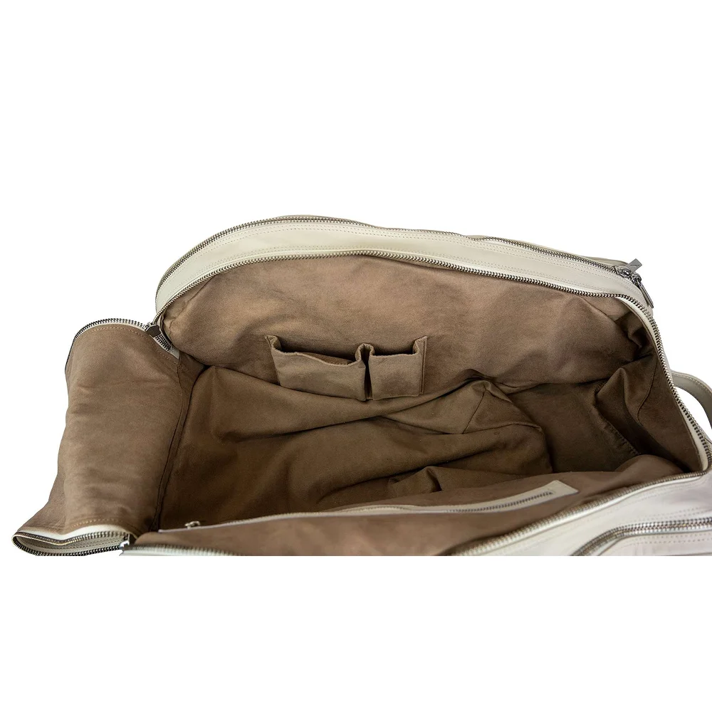 Cork Sports Bag Leather Thermo White Silver – termobag premium em pele com ferragens Silver - imagem 3
